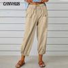 Summer Women's Pants Loose High Waist Button Cotton Linen Pants Nine-quarter Pants Wide Leg Women's Pants