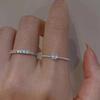 2Pcs/Set Zircon Heart Rings For Women Opening Adjustable Weave  Ring Wedding Jewelry  Girlfriend Gift