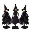 Halloween Witch Decoration Black Witch Ornament with Light-up Face Indoor Primitive Witch Table Centerpiece for Home Shelf Mantels Kitchen Decoration