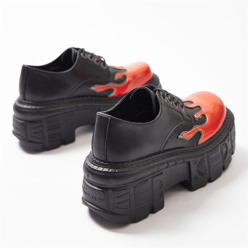 2025 Fashion Women Lace-Up Round Toe Flat Shoes for Woman's Thick Bottom Shallow Mixed Colors Platform Loafers Punk Casual Shoes