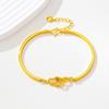 Vietnamese Gold Openwork Double Gourd Interlocking Bangle - Women's Trendy Court Style Imitation Gold Bracelet