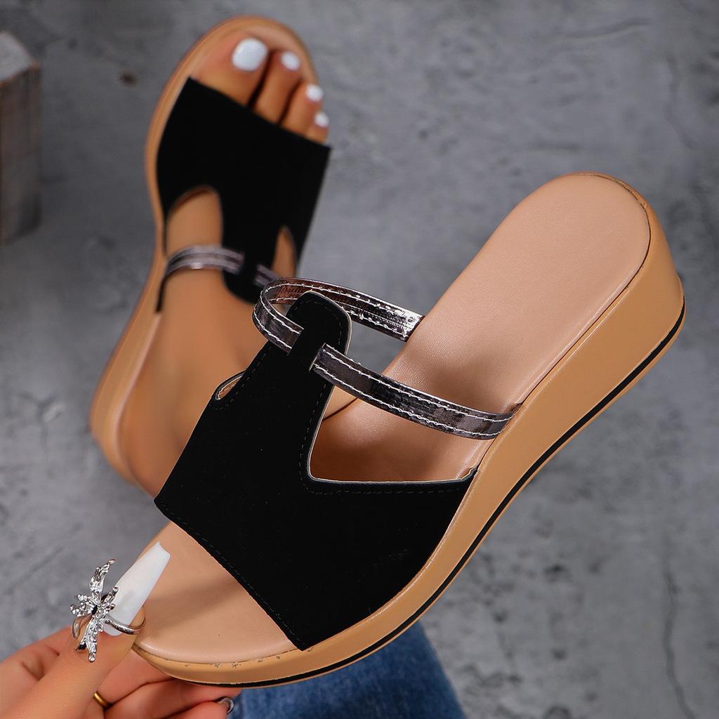 Fashion Womens Summer Casual Beach Thick-soled Slippers Wedge Heel Non-slip Sandals Fashionable Open Toe Women's Shoes Plus Size 43