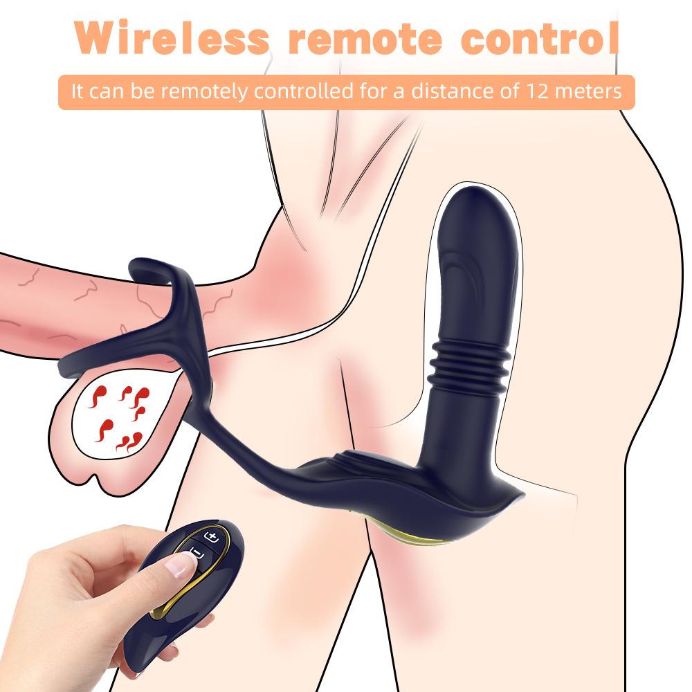 Male Prostate Massager Vibrator Telescopic Anal Plugs Penis Ring Butt Plug Vibrator Wireless Control Sex Toy for Men Masturbator