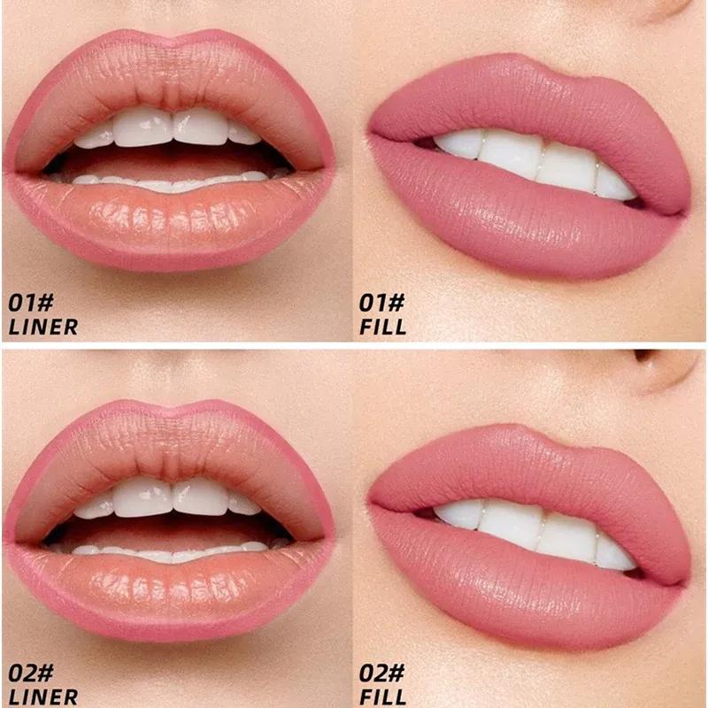 3 Colors Peel Off Lip Liner Highly Pigmented Matte Lip Liner Tattoo Long Lasting Waterproof Lipliner Pencil Non-Stick Lips Gloss