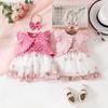 6M-3Y Baby Girl Summer Suit Sweet Girl Sleeveless Short Jacket + Vest Butterfly Net Dress Casual Suit