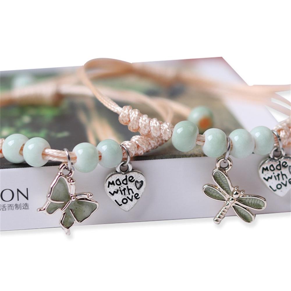 Handmade Butterfly Pendant Bracelet Summer Lucky Adjustable Woven Friendship Bracelet Jewelry For Women Teen Girls