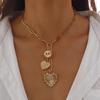 European & American Zircon Inlaid Sun Necklace: Heart-Shaped Alloy Pendant On a Clavicle Chain for Women