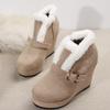 Women's Thick Sole Cotton Boots New Winter Round Head Suede Side Zipper Thick Sole Anti-landslide Heel Ankle Boots