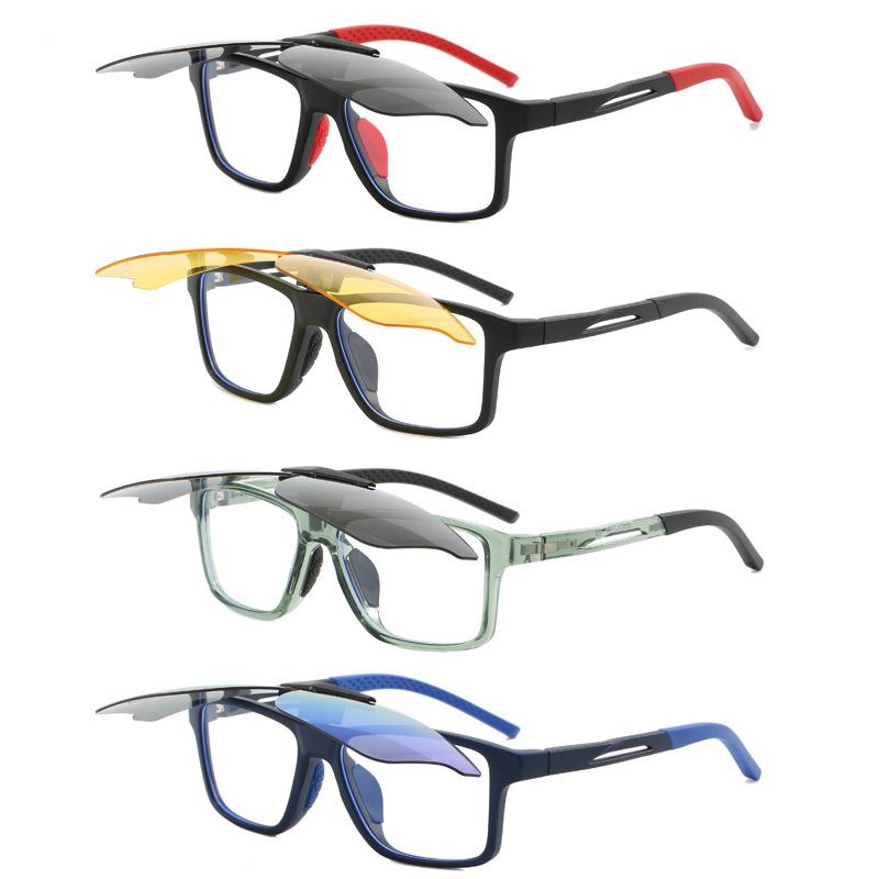 Fashion Men Polarized Cycling Sports Glasses TR90 Anti-UV Flip Sunglasses Optical Prescription Eyeglasses Frame Women