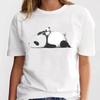 Panda Lovely Print Women T-shirt Cute Cartoon Graphic Print Short Sleeve T Shirt Female Fashion Casual Unisex Clothes Top