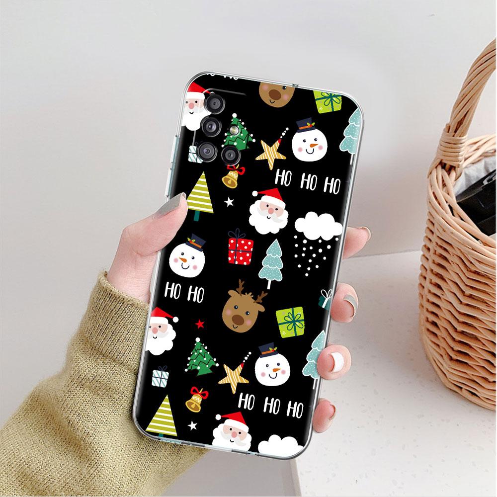 Snow Merry Christmas Clear Case For Samsung Galaxy A52 A12 A51 A32 A21s A71 A32 A22 50 A70 A31 A72 5G Phone Cover