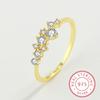 Classic 925 Sterling Silver Clear Zircon Gold Color Fashion Star Rings for Women Classic Wedding Jewelry Birthday Gift