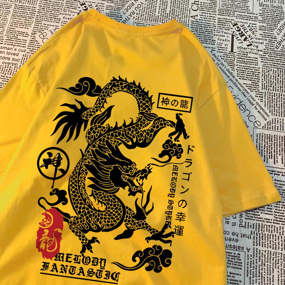 The Harajuku Dragon Funny Pattern T Shirts Men Hip Hop Tee Clothes Cotton Couple Summer Shirt Summer Cotton Loose T Shirts Women