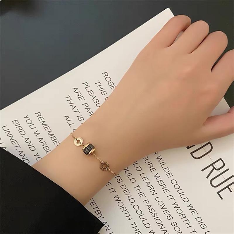 Light Luxury Lucky Zircon Crystal Bead Stainless Steel Bracelets For Women Korean Fashion Sweet Sexy Female Hand Chain Jewelry
