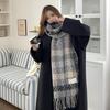 Шарф в клетку с нейтральным гендерным признаком: Осенне-зимний корейский стиль с кисточками - теплая шаль для студентов