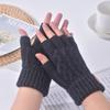 Alpaca Wool Half-Finger Gloves: Warm, Windproof, Breathable for Autumn & Winter, Outdoor Cycling.