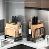 Kitchen Stainless Steel Knife Holder Rack Home Countertop Cutting Board Rack Cutting Board Knife Integrated Storage Rack