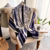 Simulation Silk Scarf Women'S 110Cm Plain Weave Square Scarf Versatile Printing Decorative Sunscreen Shawl Summer