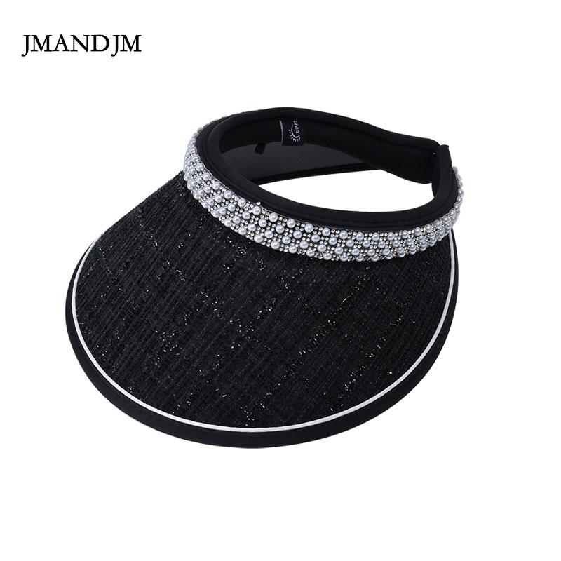 Summer Sunscreen Sunshade Empty Top Hat Korean Version Versatile Pearl Hat Women's Vinyl Big Eaves Headband Sun Hat