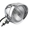 Bike Motorcycle Bates Light Headlight with Visor 4.5 Inch Universal (Silver/White Lens)