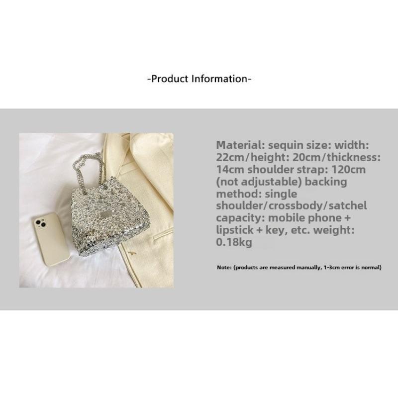 This Year's Popular Niche Design Sequined Bag 2024 New Women's Bag Personalized Chain Messenger Bag Shoulder Bucket Bag