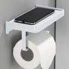 Paper Holder with Shelf Aluminum Black White Grey Wall Mount Kitchen Bathroom Toilet Paper Towel Roll Rack Storage Tissue Hanger