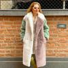 Winter Women Faux Fur Coat Color Patchwork Women Thick Coat Tops Long Sleeve Warm Turn Down Collar Women Fur Jackets