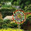 Colorful Flower Wind Spinner with Stake Weather-proof Outdoor Garden Yard Lawn Metal Rotary Windmill Ground Spike Decoration