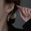 1 Pair Ear Cuffs Personality Long Chian Without Piercing Inlaid Rhinestone Long Tassel Clip Earrings Jewelry Accessory