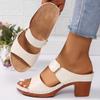 Women's Block Heeled Peep Toe Sandals - Stylish Slip On Heels for Going Out and Casual Summer Wear