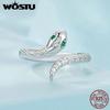 925 Sterling Silver AAA CZ Snake Ring Women Opening Adjustable Viper Finger Ring Wedding Party Female Jewelry