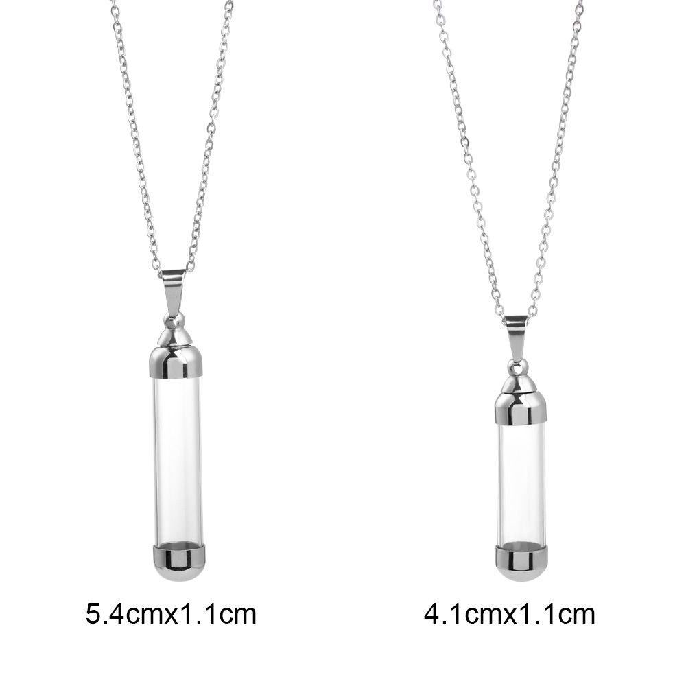 Openable Screw Cap Steel Chain Wishing Bottle Pendant Lucky Charm Glass Vial Necklace Perfume Jars