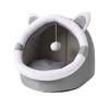 Cute Cat Bed with Teaser Ball Cat Nest Pet House Thicken Cushion Cat Sleeping Bed Antislip Kitten Warm Half Enclosed Bed