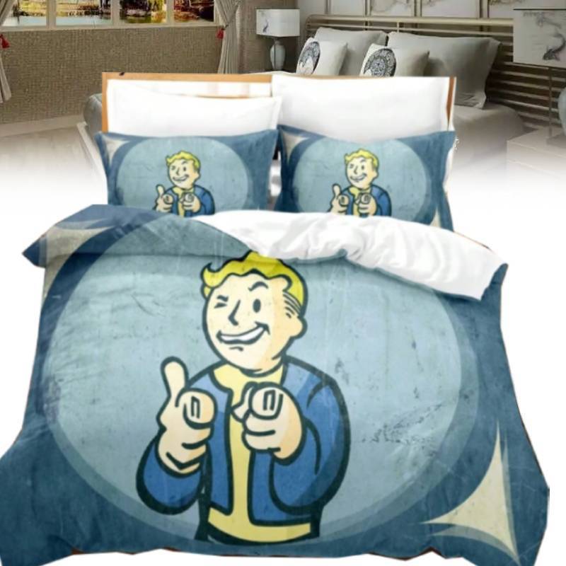 Fallout Vault Boy Printed Design Bedding Three Piece Set Childrens Use Bedroom