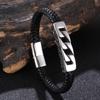 Fashion Charm Genuine Leather Black Stainless Steel Bracelet Men Birthday Gift For Boy Friend