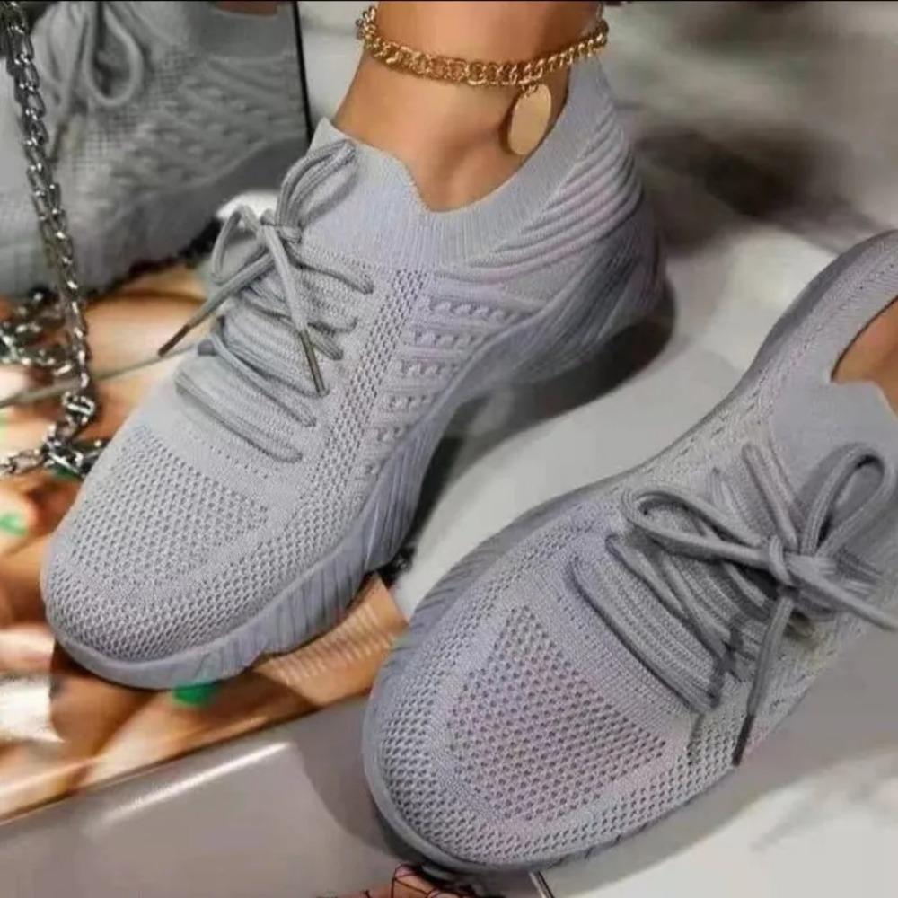 Fashion Women Mesh Breathable Casual Sneakers Lace-up Vulcanized Shoes Ladies Platform Sneakers Female Shoes Plus Size Zapatos De Mujer