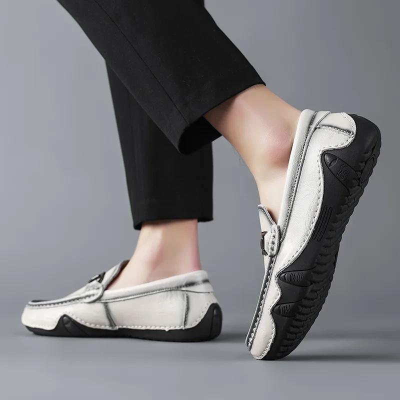 Casual Handmade Leather Shoes Summer Man Sneakers Fashion Loafers Men's Shoes Business Casual Shoes Size 38-46 Zapatos Hombre