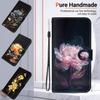 3D Abstract Art Painting Black Gold Rose Flower Leather Phone Wallet Case Book Stand For Infinix Tecno Nokia Google Girls Magnetic Card Flip Cover Bag