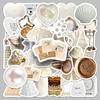 50 White Journal Stickers: Nordic Style, Waterproof - Ideal for Laptops, Phones & Decor.