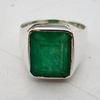 Unisex Genuine Rich Green Emerald 925 Sterling Silver Ring Jewelry