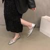 French Flat-soled Silver Mary Jane Single Shoes Women's Shoes Spring and Autumn 2024 New Spring with Skirt Gentle Evening Shoes