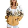 Women's Long Sleeve Printed Sweatshirt Long Sleeve Pocket Jacket Zipper Hoodie Coat  Autumn