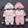 Spring Autumn Newborn Baby Girls Clothes Floral Lace Princess Jumpsuit Clothing Sets Rompers+Hats