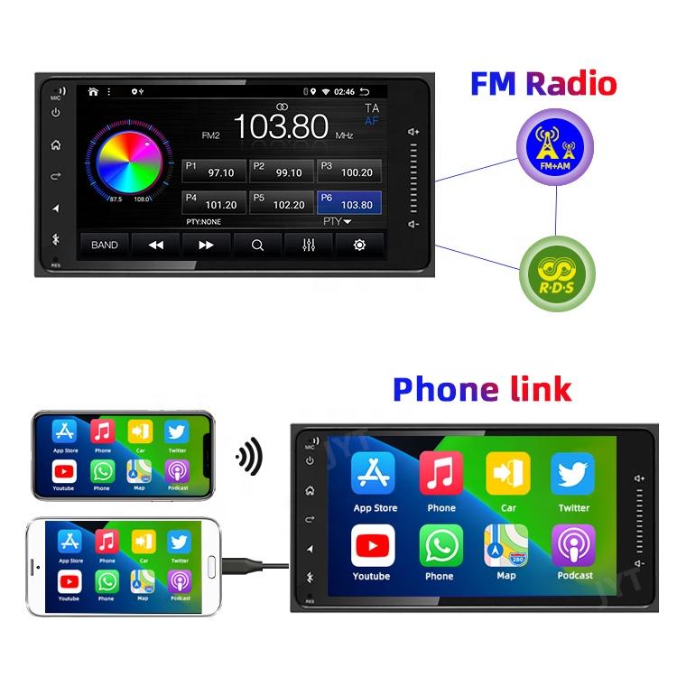 Universal Android Player Toyota 7inch 2 Din Car Radio Carplay Navigation GPS WiFi RDS DSP AM