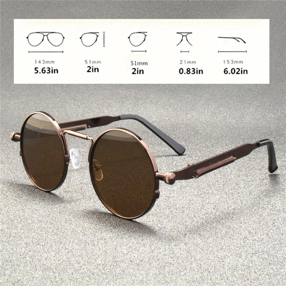 Винтажные солнцезащитные очки в стиле панк для мужчин, ретро, круглые, с металлической оправой, женские солнцезащитные очки, модные очки mujer