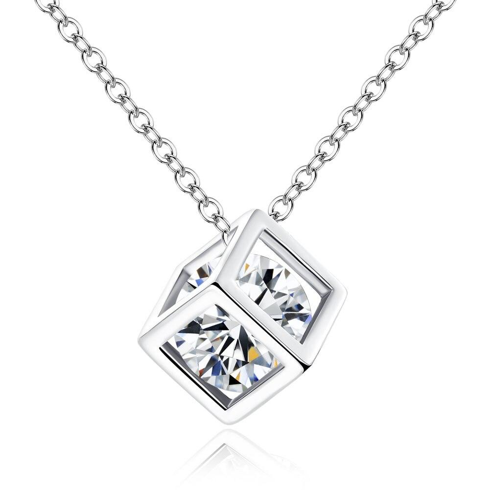 Sale Water Cubic Zircon Necklace Rubik 'S Cube Pendant Necklace For Ladies Party Birthday Present