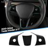 For Tesla Model 3 Model Y 2023 2022  3Pcs Car Interior Accessories Steering Wheel Decor Stickers Carbon Fiber Trim