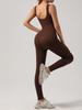 Seamless Ribbed Fitness Jumpsuit with Chest Pad