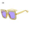 Crystal Oversized Sunglasses for Women Rhinestone Square Diamond Sun Glasses Retro Big Frame Sparkling Glasses