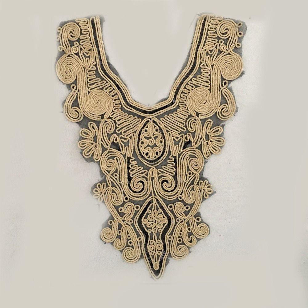 2pcs Fashion Sewing Accessories Embroidered Sequin Fabric DIY Applique Trim Lace Collar